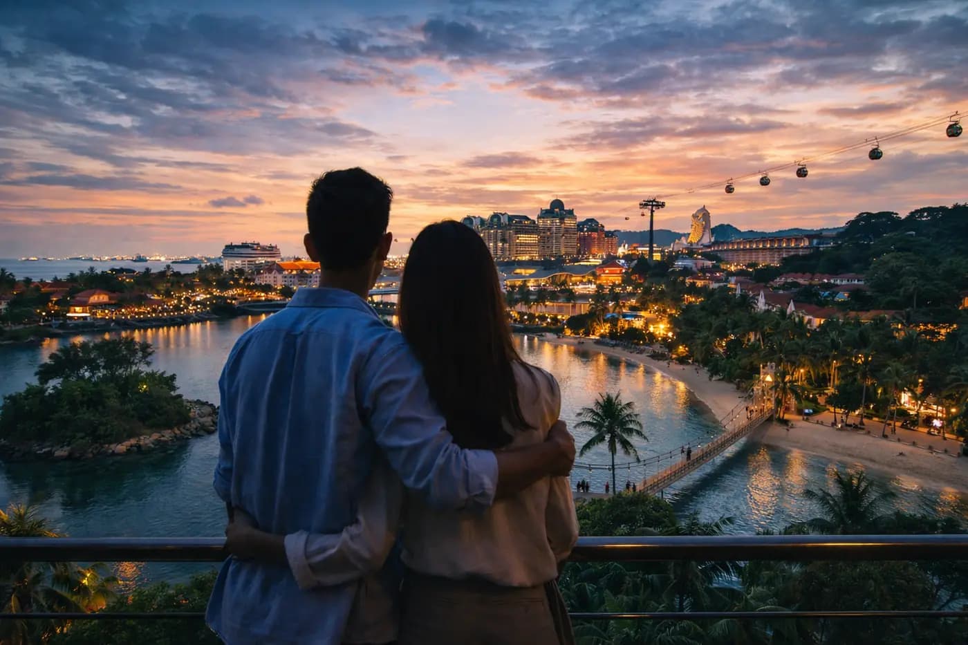 Couple overlooking Singapore at sunset — Singapore Long-Term Visit Pass guide